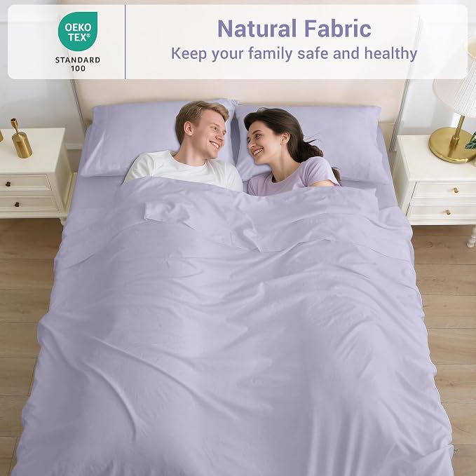 Softan Microfiber King Sheet Set with Non-Slip Corner Straps, Voilet | 15" Deep Pocket Fitted Bed Sheets, Double Brushed Microfiber, Sheets & Pillowcase for All Season