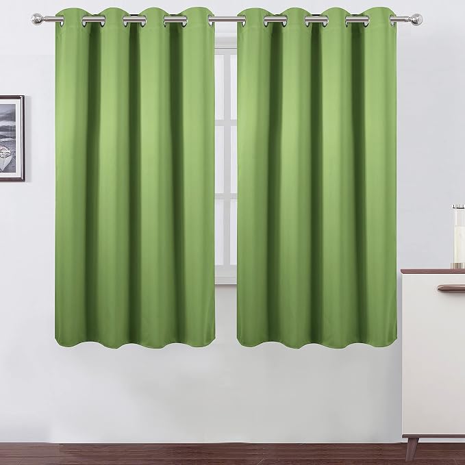 Blackout Curtains 52 x 63 inch/Light Green Curtains Set of 2 Panels/Thermal Insulated Room Darkening Bedroom Curtains