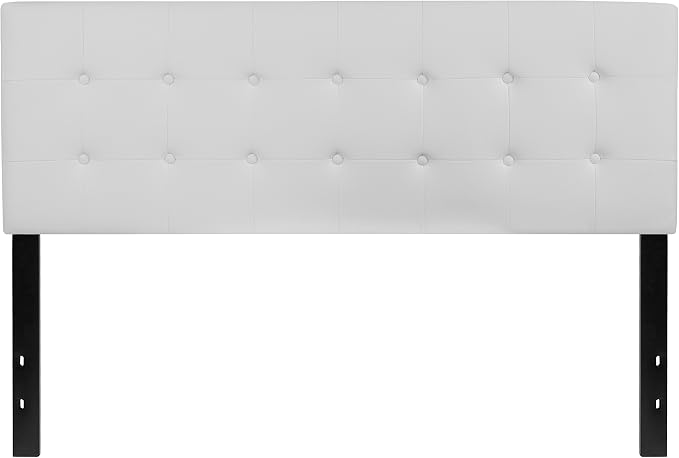 Flash Furniture Queen Tufted Vinyl Headboard, White | Adjustable Height, Easy Install, Bedroom Decor