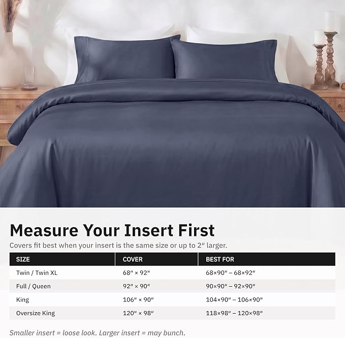 California Design Den Luxury Oversized King Duvet Cover Set | Soft 400 Thread Count 100% Cotton Sateen Backed by GH Seal, Duvet Cover & Pillow Sham 3 Pc Set, Button Closure & Corner Ties