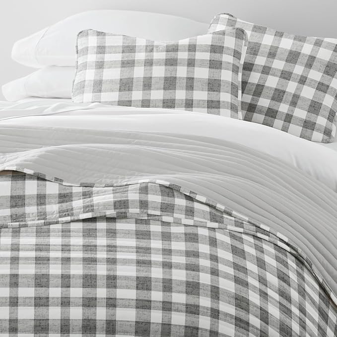 Merit Linens 3 Piece Quilt Set - Super Soft - Lightweight - All Season Quilted Coverlet - Floral Patterns - Twin/TwinXL Gray