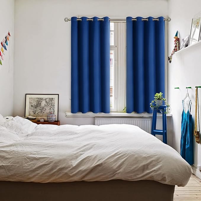 BGment Royal Blue Blackout Curtains for Bedroom 54 Inch Long - 2 Panels | Grommet Top, Black Out, Room Darkening, Sunblock, Thermal Insulated, Window Drapes for Kids Boys Room, 46x54 Inch