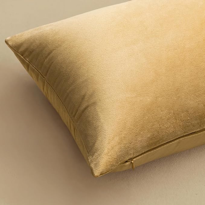 MIULEE Velvet Throw Pillow Covers 20x20 Inch Pack of 2 Khaki | Soft Solid Decorative Pillow Covers, Modern Luxury Home Decor, for Couch Chair Sofa Bedroom Livingroom