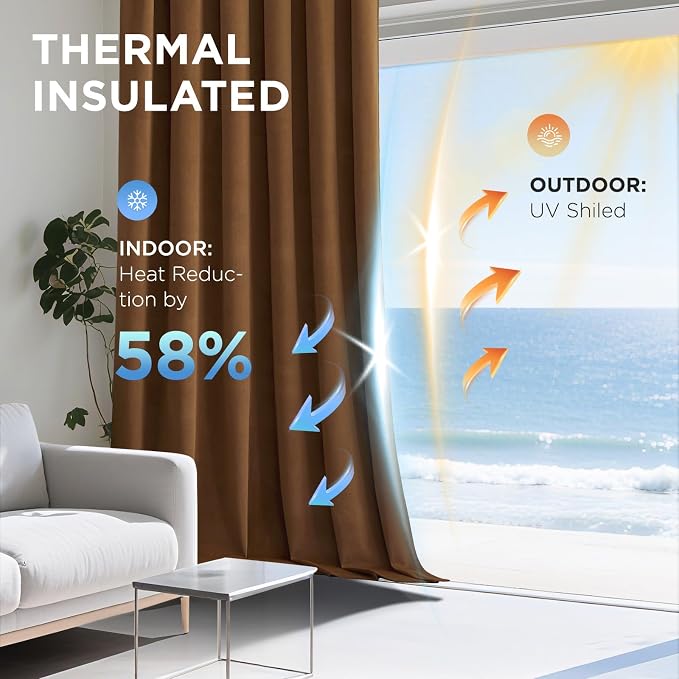 Joydeco 100% Blackout Curtains Velvet Black Out Curtain 90 Inch Drapes | for Bedroom Living Room, Heat and Light Blocking, Thermal Insulated Luxury Heavy Duty Curtain 2 Panels Back Tab&Rod Pocket