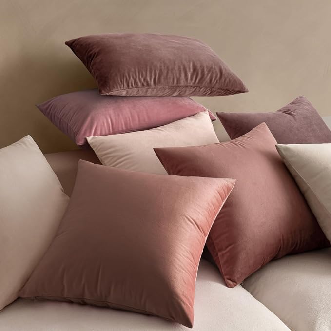 MIULEE 24x24 Inch Pack of 2 Euro Velvet Throw Pillow Covers Jam | Soft Solid Decorative Euro Sham, Modern Luxury Home Decor, for King Bed Sofa Couch Bedroom Livingroom
