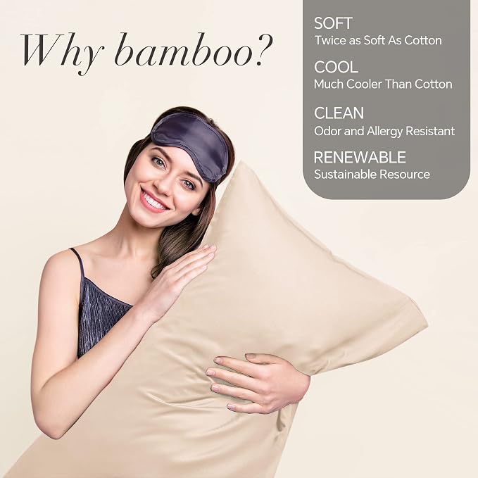 BEDELITE Body Pillow Pillowcase, Rayon from Bamboo, Taupe, 20"x54" | Cooling and Breathable Body Pillow Cover for Hot Sleepers & Night Sweats, Silky Soft Full Long Pillow Case, Envelope Closure