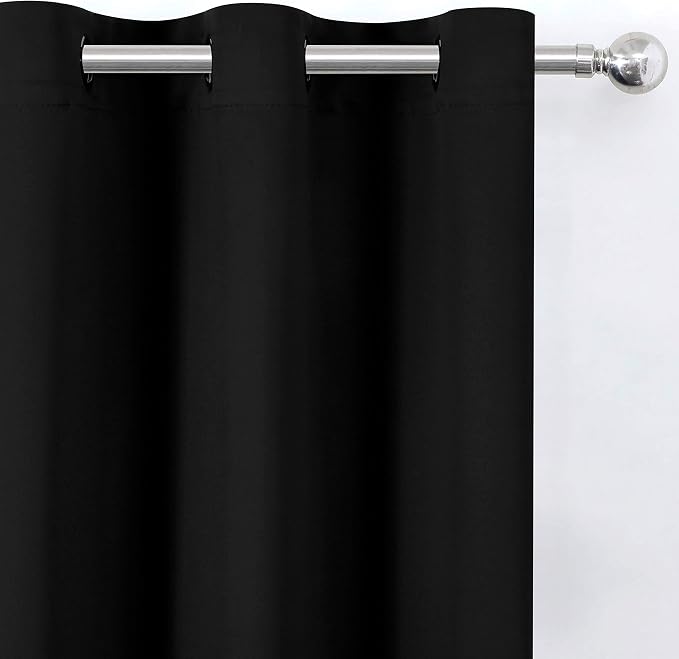 Black Blackout Curtains 34 x 84 Inch Length/Set of 2 Curtain Panels/Thermal Insulated Room Darkening Blackout Curtains for Bedroom