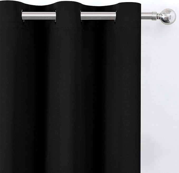 Blackout Curtains 52 x 84 inches Long Black Curtains Set of 2 Panels Thermal Insulated Room Darkening Curtains for Bedroom