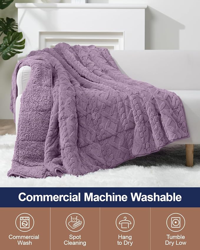 Ultra Soft Sherpa Weighted Blanket for Adults, 48"x72" 15lbs Heavy Blankets | Cozy Comfort for Relaxing Nights, Double-Sided Fluffy Sherpa & Fleece, Double Inner Layers-No Bead Bunching, Even Weight