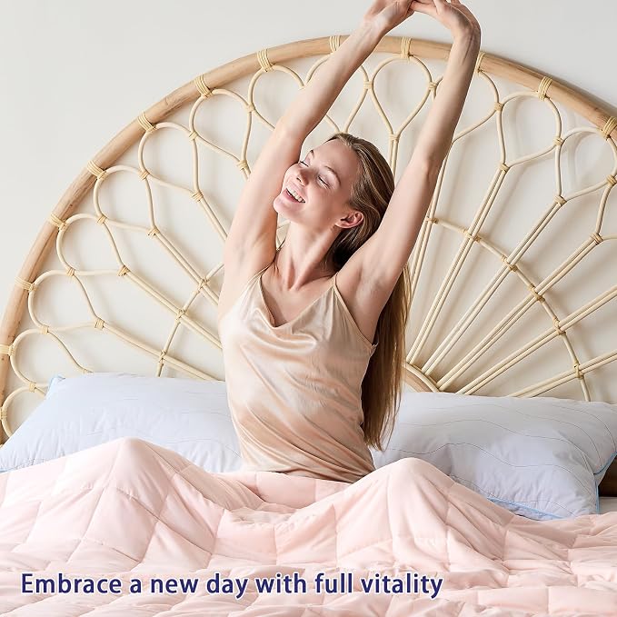 yescool Weighted Blanket for Adults (17 lbs, 60" x 80", Pink) Cooling Heavy Blanket for Sleeping Perfect for 160-180 lbs, Queen Size Breathable Blanket with Premium Glass Bead, Machine Washable