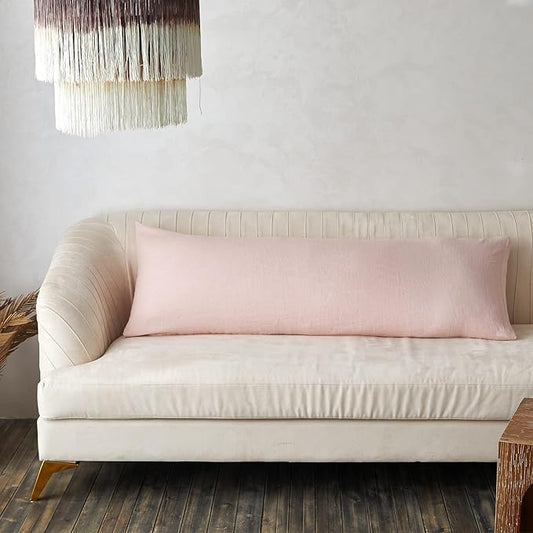 Simple&Opulence Body Pillow Cover 20" x 54",100% Pure Linen, Ultra Soft and Breathable, Body Pillowcase with Envelope Closure for Adults(Dusty Pink)
