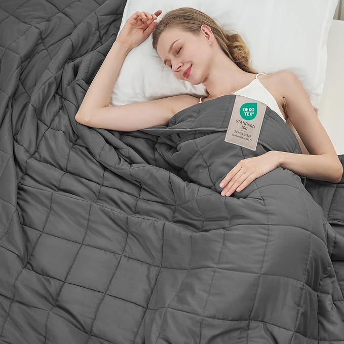 BETU Weighted Blanket for Adults (12lbs, 48"x72" Twin Size)- Cooling and Breathable Heavy Blanket for 110-130lbs, Soft Blanket for Sleeping- Grey