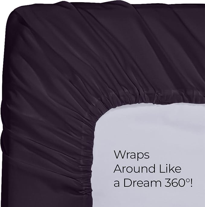 King Fitted Sheet, Ultra Soft Fits Up to 16 Inch Deep Pocket, Purple | Hotel Comfort, Cooling & Breathable Cotton like Polyester, Easy Fit, Wrinkle & Fade Resistant, Snug Fit, Easy Care, Oeko-Tex