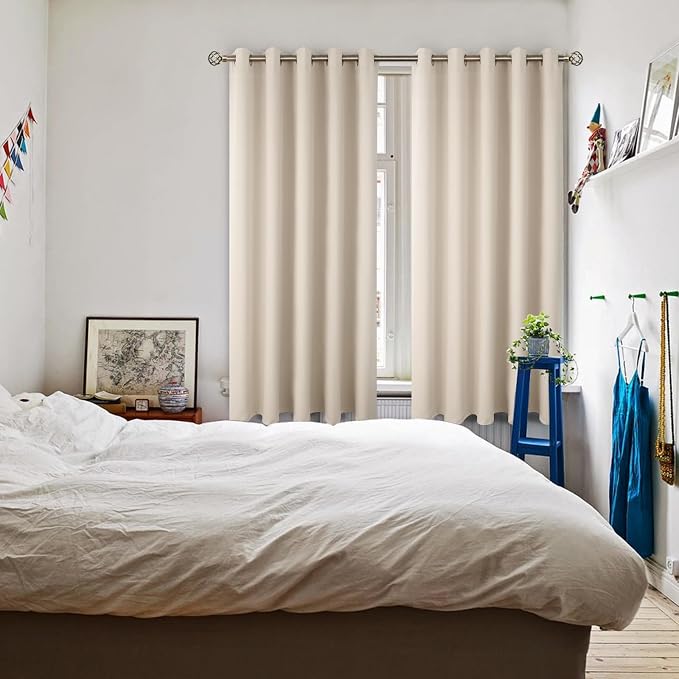 BGment Champagne Room Darkening Curtains 63 Inch for Bedroom - 2 Panels | Grommet Top, Light-Blocking, Sunblock, Thermal Insulated, Window Drapes for Kids Boys Room, 70x63 Inch