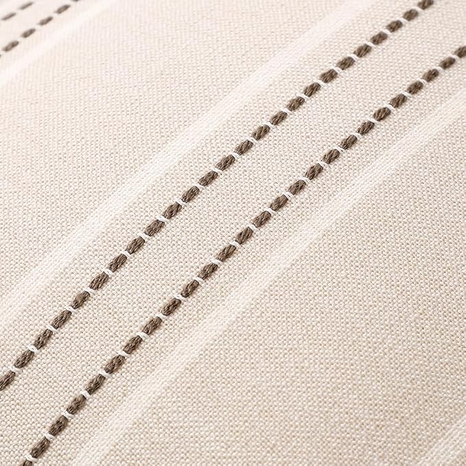 Hckot Striped Throw Pillow Covers 22x22 Set of 2 Charcoal Pillow Covers | Farmhouse Decorative Pillows Textured Linen Square Cushion Covers for Sofa Couch Bed Living Room Decor