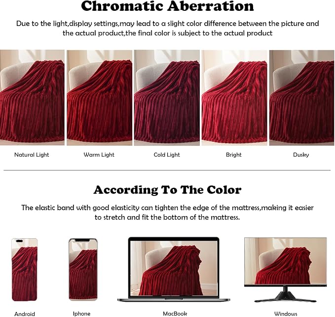 NEWCOSPLAY Fleece Ribbed Cozy Queen Blanket for Couch, Red, 90"x90" | Premium Silky Flannel Blanket, Soft Lightweight Fluffy Throw Blanket for Bed Sofa Decor, Gift for All Season Use