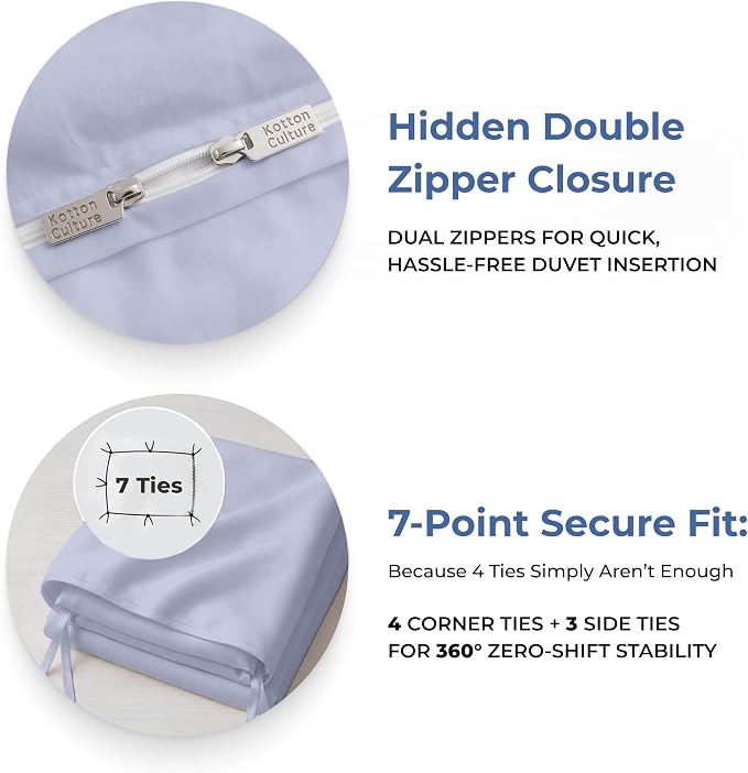 1 Pc 120" x 98" Duvet Cover Oversized King 100% Egyptian Cotton - 600 Thread Count Comforter Cover, Zipper Closure & Corner Ties - Fits Large King Inserts - Cornflower Blue