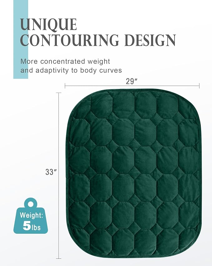 Cottonblue Small Weighted Lap Blanket 5lbs for Adults Teens 29"x33", Green | Luxury Crystal Velvet Weighted Blanket Pad, Washable Portable Travel Blankets for Sleeping Relaxation All Season, Washable
