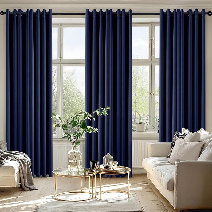 MIULEE Blackout Curtains for Bedroom 2 Panels 50 x 84 Inch Long Navy Blue | Thermal Insulated, Living Room Darkening Grommet Drapes, Noise Reducing, Light Blocking Window Treatments