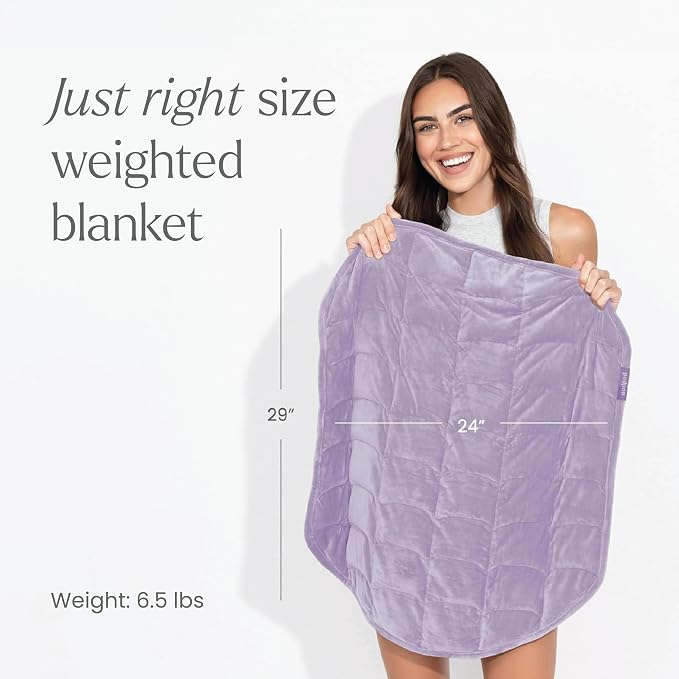 nodpod Body 6.5lb Patented Compact Weighted Blanket | Perfect for Relaxation, Lounging, Napping, Sleeping & Travel, Glass Bead Filled, Machine Washable, 29" x 24", Wisteria