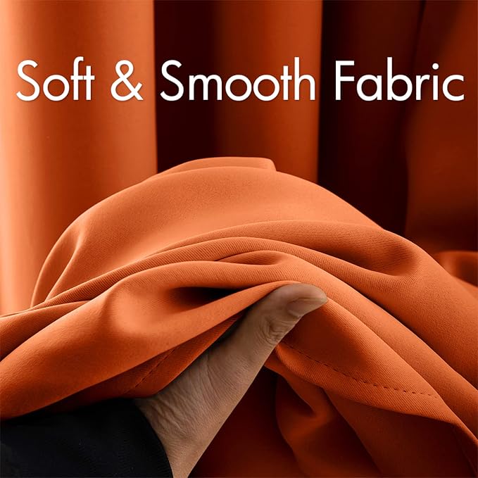 MIULEE Orange Blackout Bedroom Curtains Drapes 84 Inch Long 52"x84" | Grommet Top, Room Darkening Window Drapes, Privacy Protection, Thermal Insulated, Heat Blocking, Light Blocking