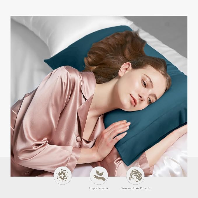 WishSmile Cooling Queen Pillow Cases Set of 2 Breathable Cool Silky Soft Rayon Derived from Bamboo Fabric, Moisture Wicking for Hot Sleepers,Hair and Skin Friendly,Teal,2 Pack,20x30IN