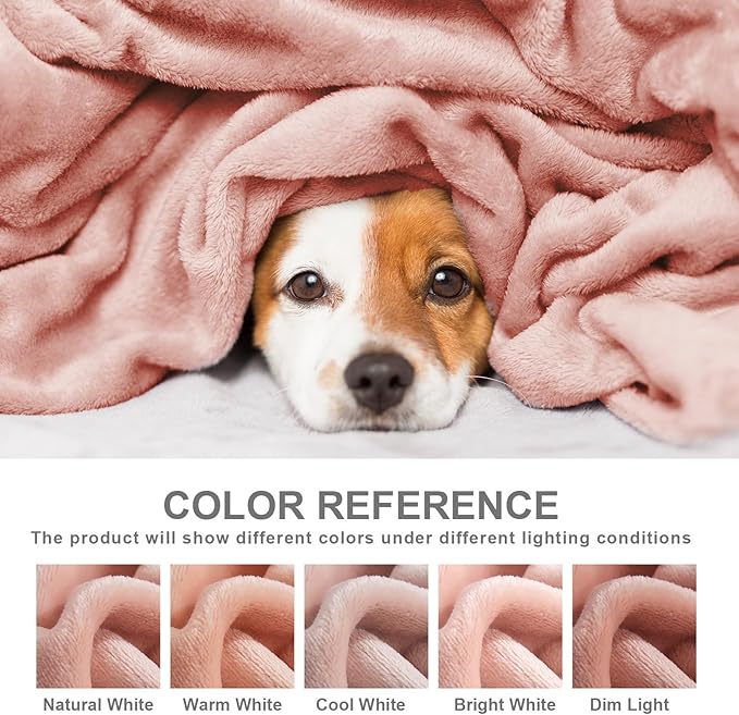 Hansleep Throw XL Dusty Pink Fleece Blanket, Soft Flannel Bed Blanket | Fuzzy Cozy Blanket 50x70 Inches, Multi-use for Bed, Sofa, Couch, Travel, Camping, All Season Warm Lightweight Cover