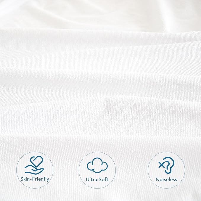 Queen Size Mattress Protector Waterproof,Absorbent Fitted Sheet | up to 18" Deep Pocket,Mattress Cover Queen Size Bed Sheets,Terry Machine Wash Protection Mattress Protector,4 Pack