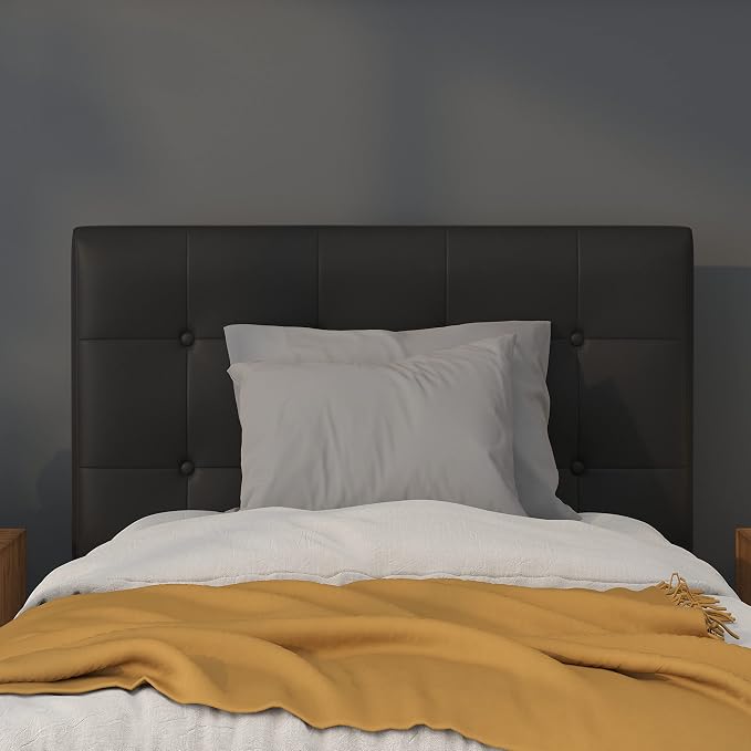 Flash Furniture Twin Tufted Vinyl Headboard, Black | Adjustable Height, Easy Install, Bedroom Decor