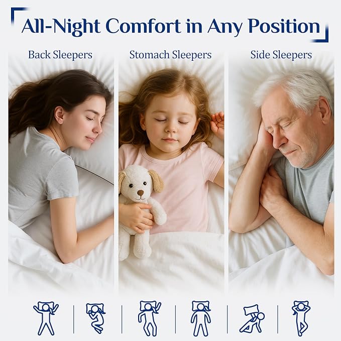 JOLLYVOGUE Pillows Queen Size Set of 6, Cooling and Firm Pillows with Oeko-Tex Certified Down Alternative Filling for Side, Back, and Stomach Sleepers, Hotel Collection