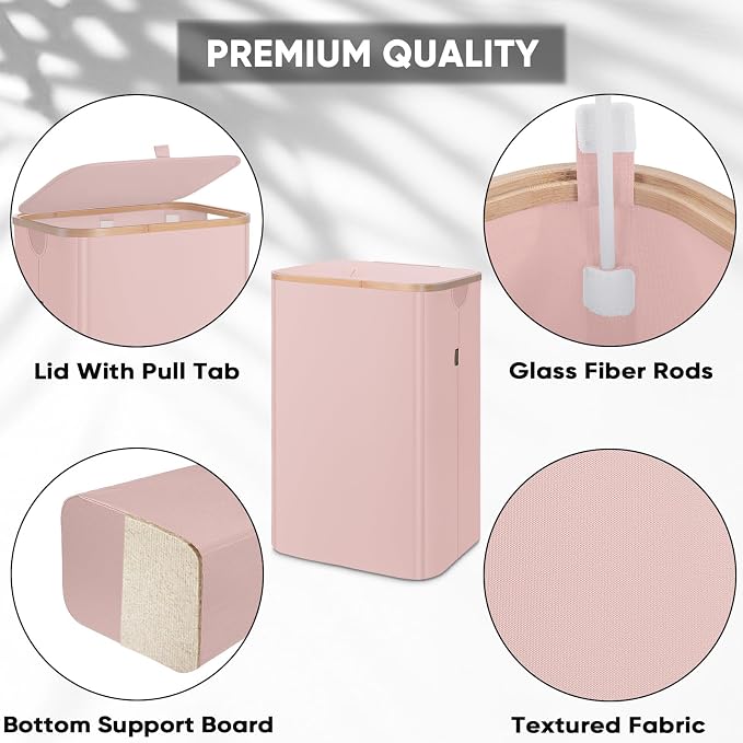 BALEINE 70L Laundry Hamper with Lid, Large Laundry Basket Bin | Large Capacity, Easy-Access Lid, Shape-Retaining Structure, Pull Handles, Ideal for Bedroom, Dorm, Laundry Room