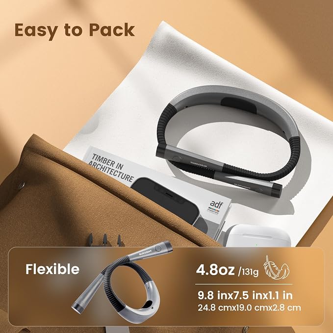 Glocusent Reading Light,Bendable Neck Light,80-hr Rechargeable Book Light | 3-Color&6-Brightness, USB-C,Hands free LED Neck Reading Light,Women, Knitting, Repairing,Crafting, Wearable,Book Lovers Gifts