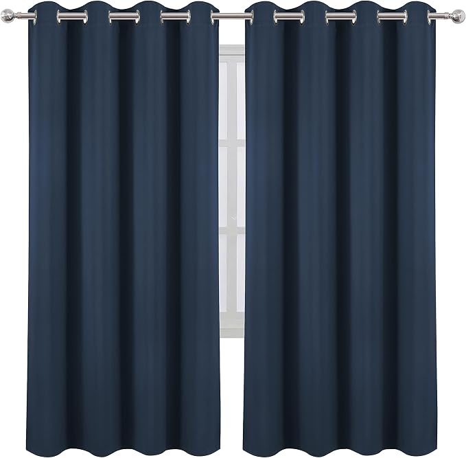 Navy Blue Blackout Curtains/52 x 72 Inch/Set of 2 Panels Room Darkening Curtains for Bedroom