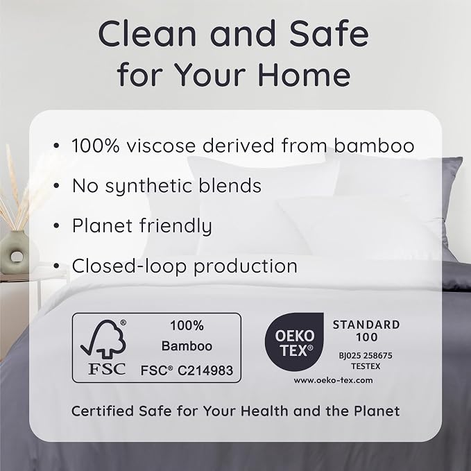 Bambaw 100% Viscose Derived from Bamboo Full Fitted Sheet, Cooling, Deep Pockets, Charcoal