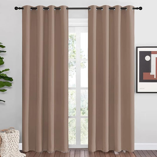 NICETOWN Blackout Draperies Curtains Panels - Window Treatment Thermal Insulated Solid Grommet Blackout Curtains/Panels/Drapes for Bedroom (Set of 2 Panels, 55 by 86 Inch, Cappuccino)