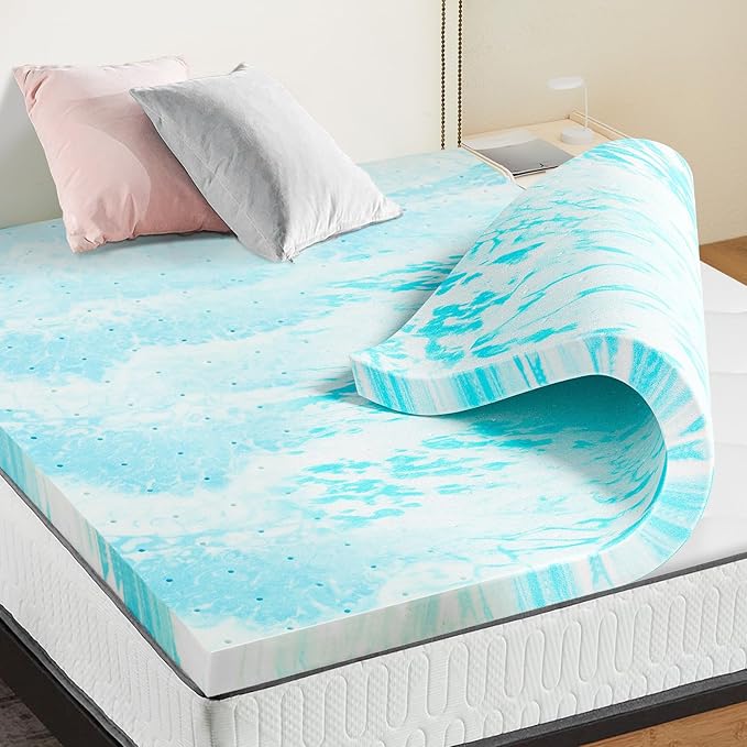 NEWBULIG 2 Inch Queen Memory Foam Mattress Topper, Gel Foam Mattress Topper for Pressure Relief, Ventilated Design Bed Topper in a Box, CertiPUR-US Certified | Gel memory foam relieves pressure, ventilated design keeps cool. Fits Queen size, CertiPUR-U...