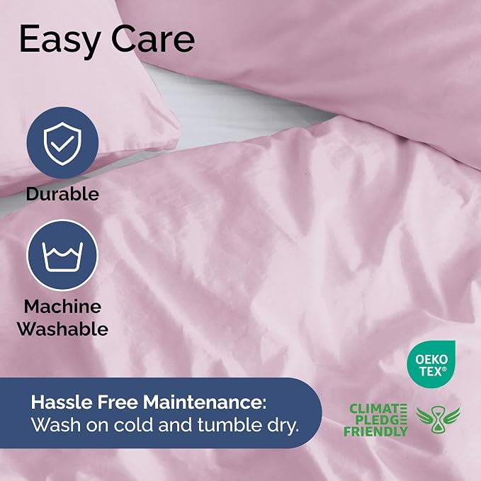 Duvet Cover King Size - Soft 3 Piece with Zipper Closure - Light Pink | Extra Soft, Breathable, King Duvet Cover 104" x 90" with 2 Pillow Shams, Zipper Closures & Ties, Women, Men, Kids & Teens