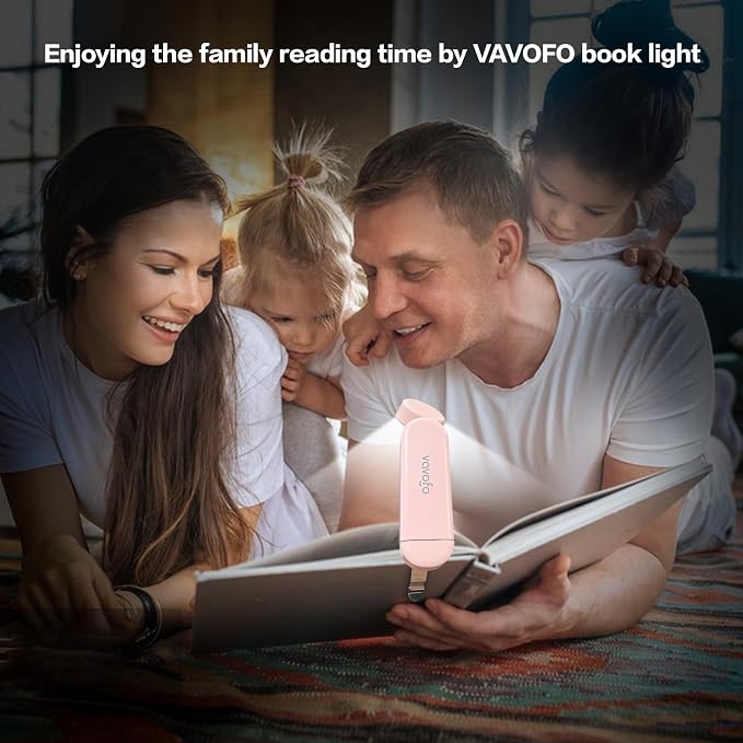 VAVOFO USB Rechargeable Book Light, Bookmark Clip on LED Reading Light | 3 Colors 9 Lighting modes clip on book light, Eye Care Glow for Bed Reading, Christmas Gift for Bookworms, Book Accesories
