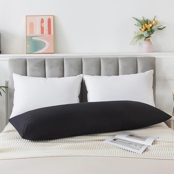 Memory Foam Body Pillow Insert,Bed Pillow for Adults, Black | Breathable,skin-friendly,Suitable for side sleepers,multiple application