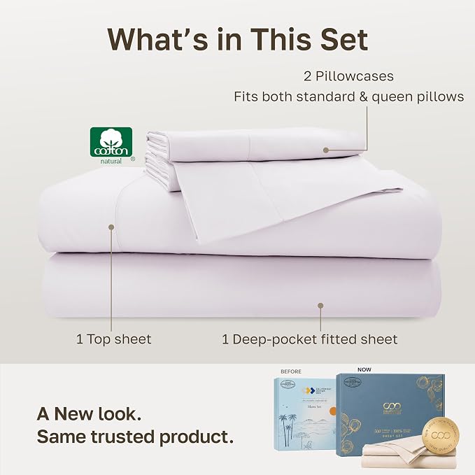 California Design Den 100% Cotton Sateen Full Size Bed Sheets Set | Soft 500 Thread Count Backed by Good Housekeeping Seal, 16" Deep Pocket, All-Around Elastic, Durable, Easy Care - Pale Orchid