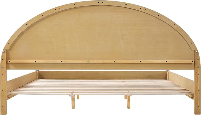 Christopher Knight Home Elsinore King Size Bed Frame with Arched Headboard, Modern Wooden Platform Bed, Wood Bed Support and Slats, No Box Spring Needed, King Size Beds for Adult, Natural Oak