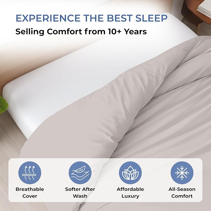1 Pc Twin XL/Twin Duvet Cover Only-100% Egyptian Cotton 600 Thread Count Ultra Soft Premium Durable Comforter Cover Zipper Closure & Corner Ties - (Light Grey, 68" X 90")