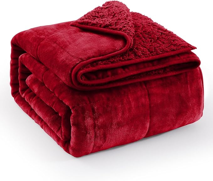 Ultra Soft Sherpa Weighted Blanket for Adults, 60"x80" 15lbs Heavy Blankets | Cozy Comfort for Relaxing Nights, Double-Sided Fluffy Sherpa & Fleece, Double Inner Layers-No Bead Bunching, Even Weight