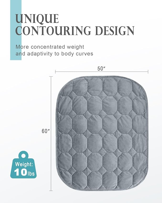 Cottonblue Weighted Lap Blanket Pad 10 lbs 50"x60" for Adults Teens, Cozy | Luxury Crystal Velvet Weighted Blanket Pad, Washable Portable Travel Blankets for Relaxation Sleeping All Season, Washable