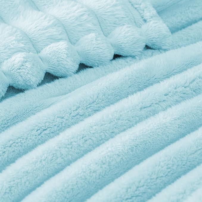 Exclusivo Mezcla Striped Fleece Throw Blanket for Couch, Sofa, Bed, 50"x60" | Soft Breathable Cozy Bed Blankets, Lightweight Plush Fluffy Fuzzy Jacquard Decorative Blankets