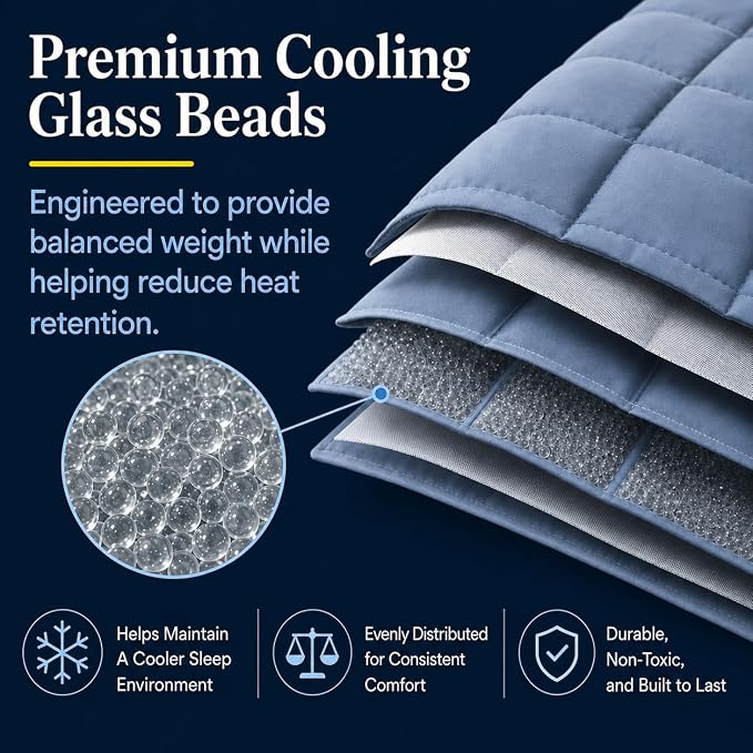 HomeSmart Weighted Cooling Blanket King Size 40 lbs, Soft Cooling Fabric | Fits King and California King Beds, Calming Heavy Weight For Balanced Cooling Comfort, Oversized Design, Machine Washable