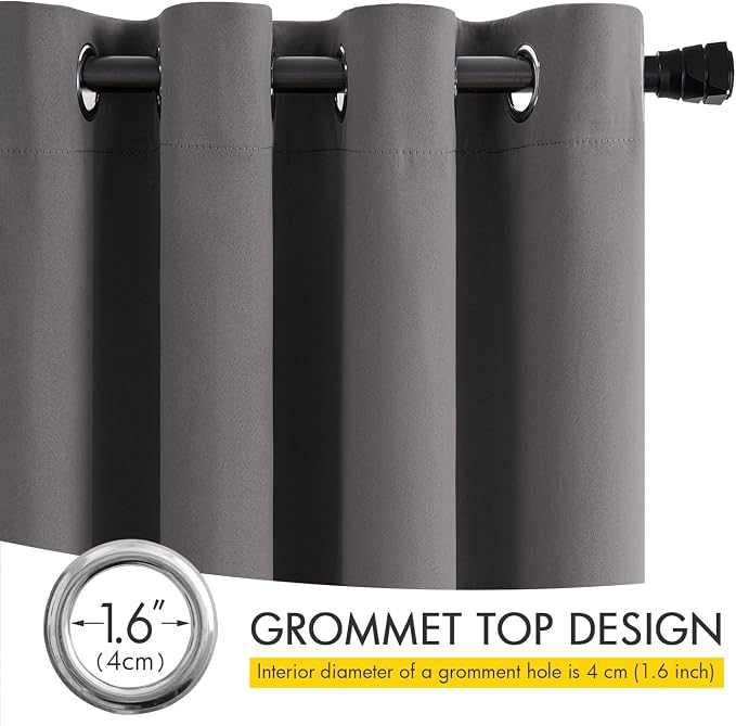 MIULEE Grey Blackout Bedroom Curtains Drapes 96 Inch Long 52"x96" | Grommet Top, Room Darkening Window Drapes, Privacy Protection, Thermal Insulated, Heat Blocking, Light Blocking