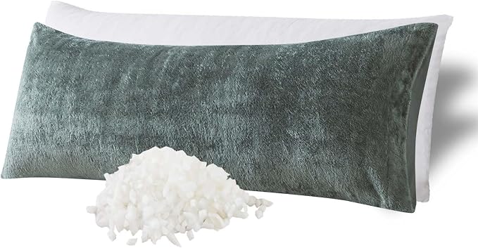WhatsBedding Memory Foam Body Pillow with Cover, Long Bed Pillow for Adults | Removable Plush Fuzzy Envelope Closure, Firm Support for Side Sleepers, Reading & naps, Large Size Fits All, Relieves Pain