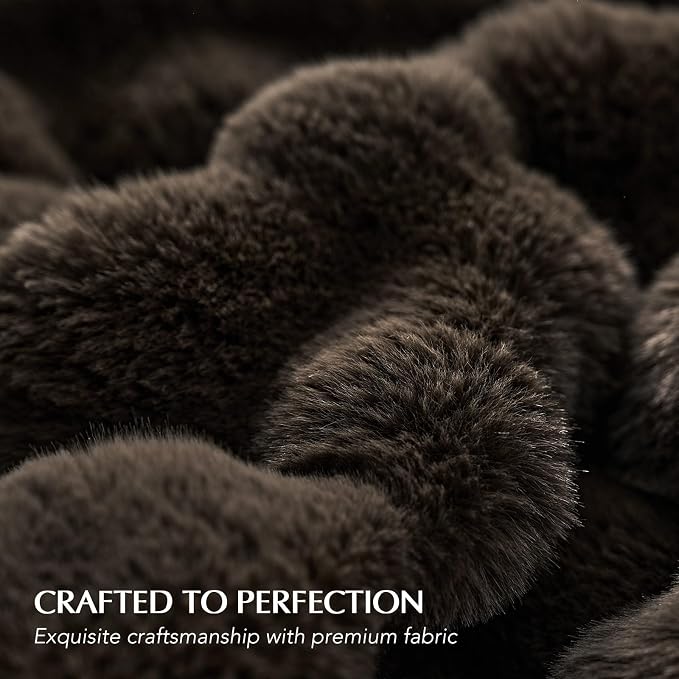 Faux Rabbit Fur Bubble Throw Blanket, 60"x80", Dark Brown | Ultra Soft, Luxury Faux Rabbit Fur Throw, Thick Warm Bubble Blanket, Cozy Fluffy Reversible, for Bed, Couch, Chair, Sofa