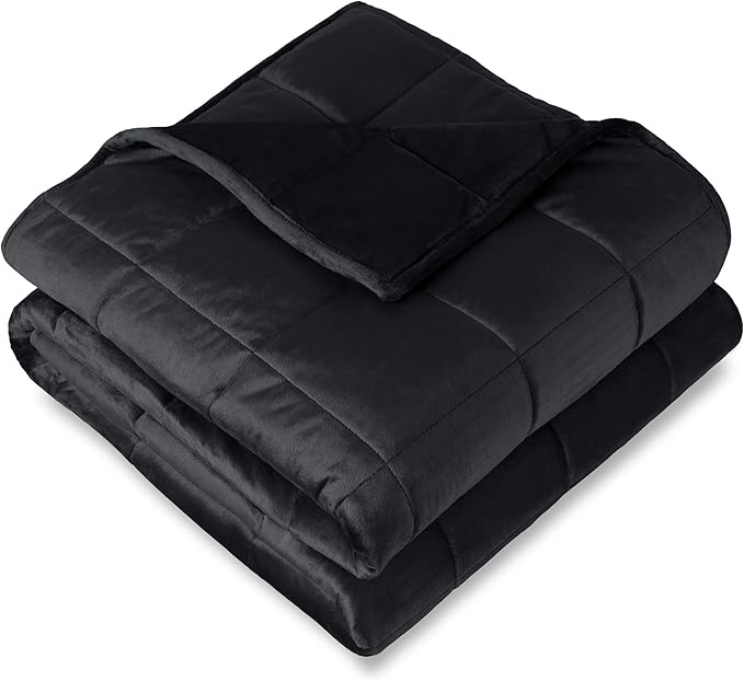 Bare Home Minky Fleece Weighted Blanket (Black, 40"x60" 10lbs) | Twin or Full Size, Minky Fleece, Premium Heavy Blanket Nontoxic Glass Beads